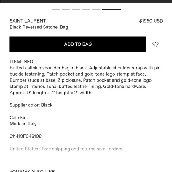 REVERSED satchel in Black Saint Laurent (YSL) with box/receipts - Picture 4 of 16